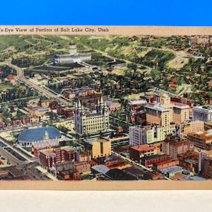 Cartão postal de linho de Salt Lake City com vista aérea