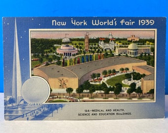 Medical Health Science Education Buidlings New York World es Fair Leinen Postkarte
