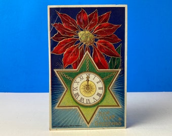 New Year Greetings Embossed Postcard