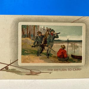 Cartão postal em relevo "Retorno ao acampamento de caça"