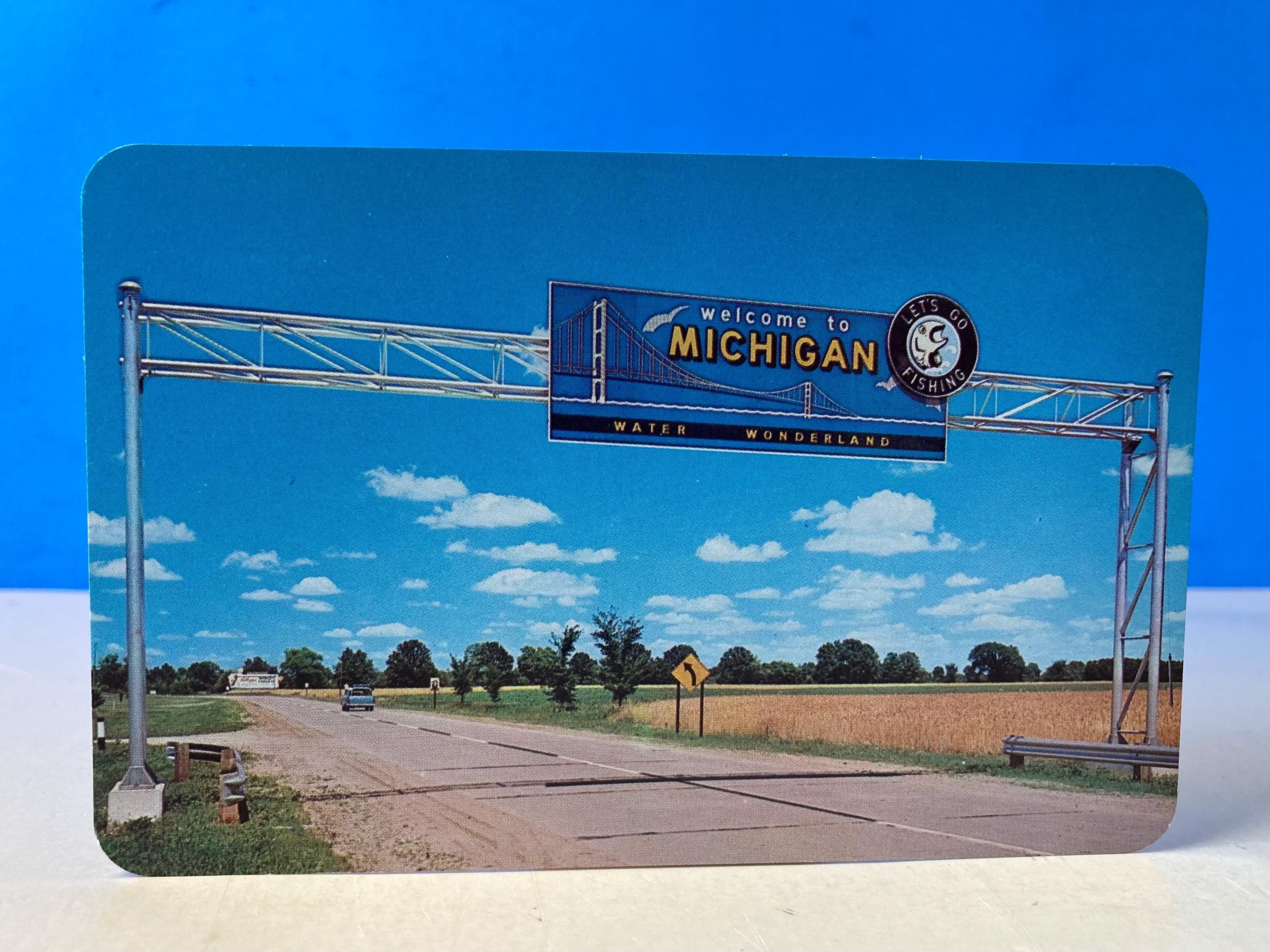Welcome to Michigan Highway Sign Postcard - Etsy