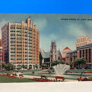 Carte postale en lin St. Louis Sunken Gardens
