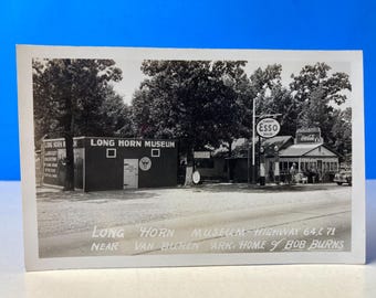 Long Horn Museum RPPC Postcard Arkansas Esso Gas Station