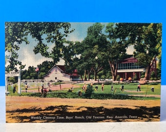 Wekelijkse Cleanup Time Boys' Ranch linnen briefkaart