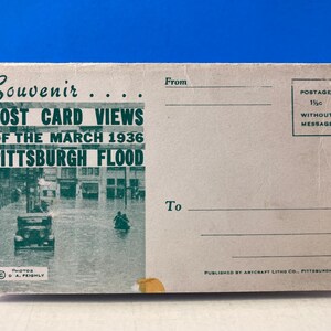 Ansichtkaarten met uitzicht op de Pittsburgh Flood Souvenir Mailer uit 1936