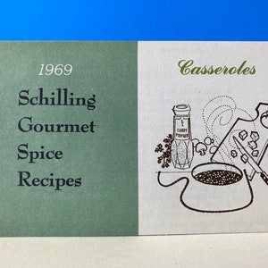 1969 Schilling Gourmet Spice Recipes Card Casseruole