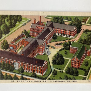 St. Anthony&#39;s Hospital Oklahoma City Linen Postcard