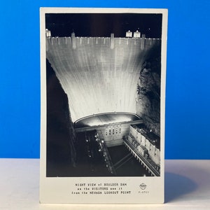 Postal RPPC de Night View Boulder Dam