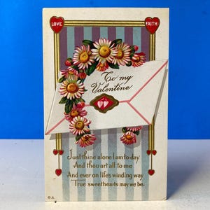 Cartão postal vintage de Dia dos Namorados em relevo