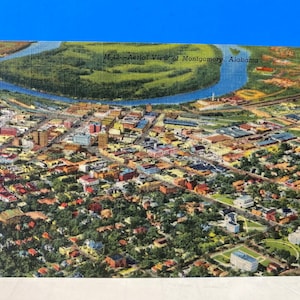 Veduta aerea della cartolina di lino di Montgomery Alabama