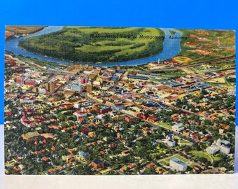 Aerial View Of Montgomery Alabama Linen Postcard