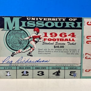 Universität von Missouri Studententicket Stub