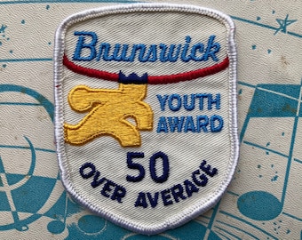 vintage Brunswick 50 Over Average Youth Award Bowling Patch