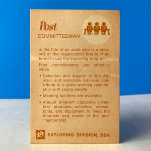 Boy Scouts of America Post Committeeman Card