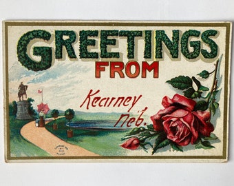 Greetings From Kearney Neb. Embossed Postcard