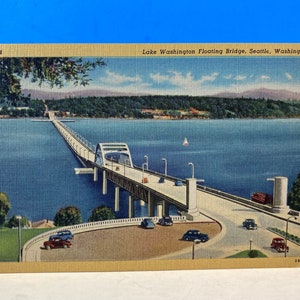 Cartolina di lino del ponte galleggiante del lago Washington
