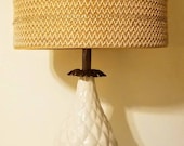 Stiffel Hollywood Regency Ivory Ceramic And Decorative Brass Pineapple Design Table Lamp