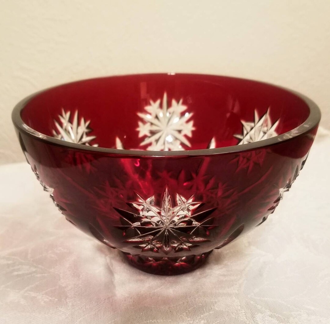 Waterford Crystal Ruby Red Cut to Clear 6 Inch Snow Crystals Etsy