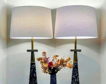 RARE Tommy Parzinger Stiffel Atomic Era Table Lamp Set Decorated using a Drip Technique Attributed to Jackson Pollock      Free US Shipping