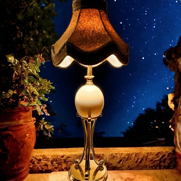 Vintage Hollywood Regency Ostrich Egg Lamp In The Style Of Maison Jansen