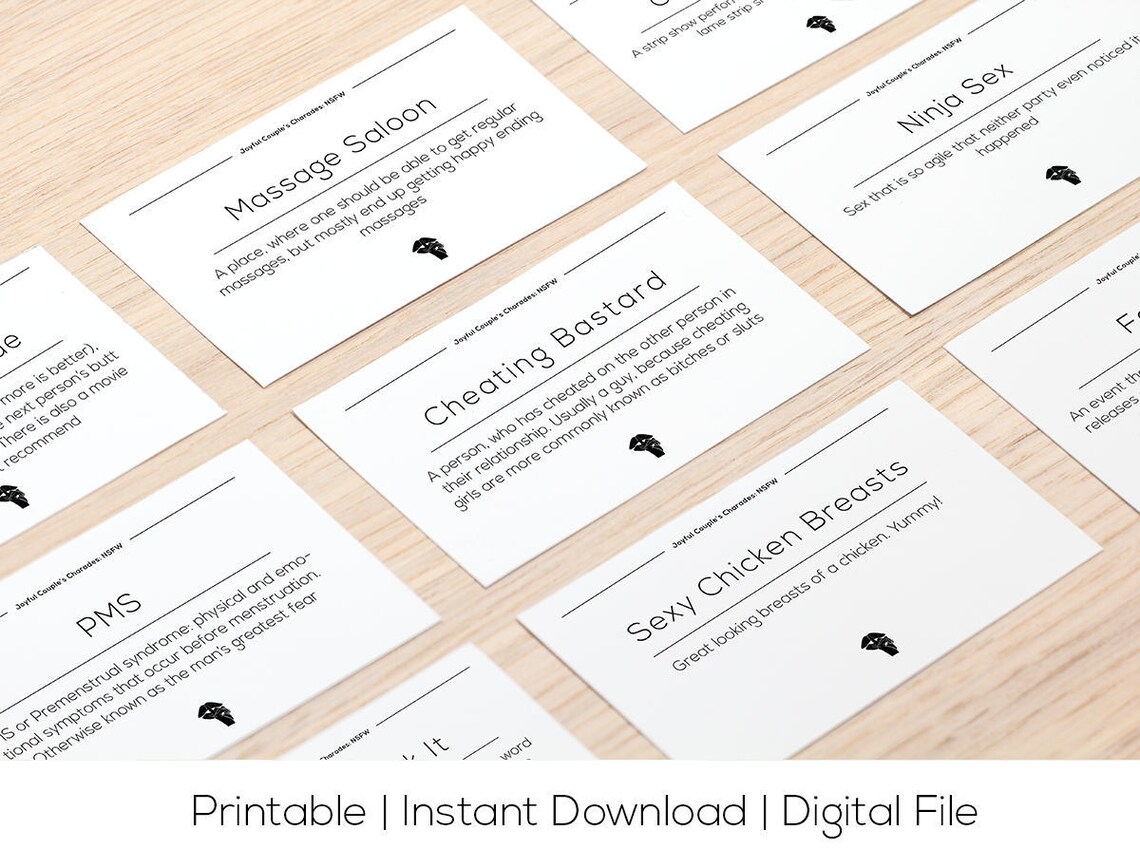 NSFW Charades Funny Party Game Adult Charades Naughty - Etsy