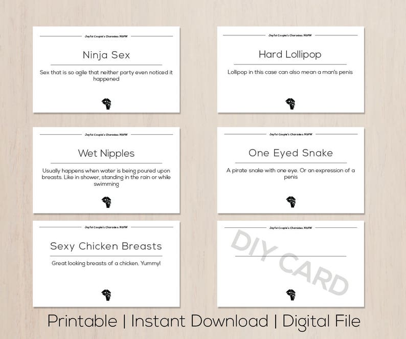 Printable Naughty Charades, Gift for Couples, Stocking Stuffer for ...