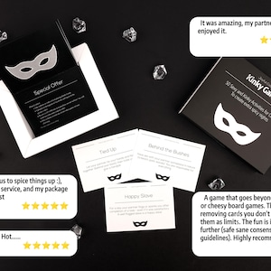 joyful couple's kinky game with example cards and reviews, sex card game for couples