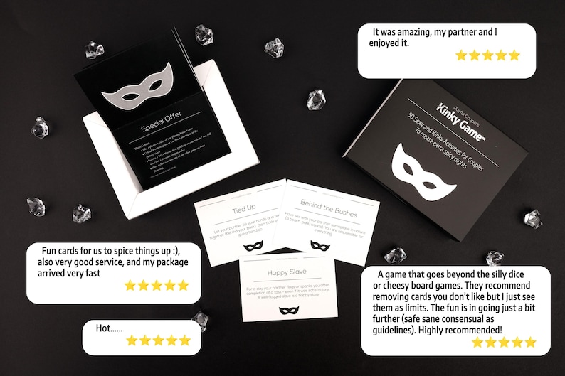 joyful couple's kinky game with example cards and reviews, sex card game for couples