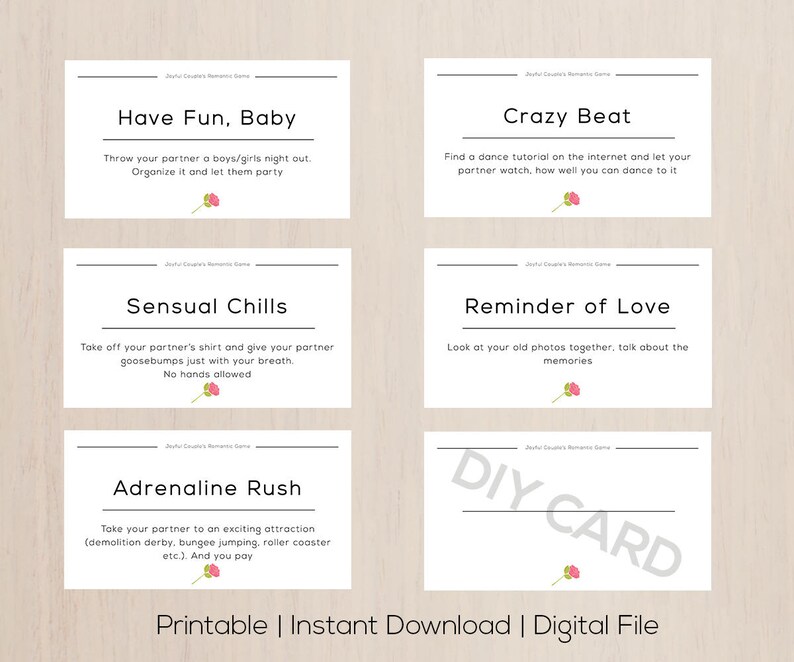 Printable Romantic Game Relationship Activities Date Ideas - Etsy