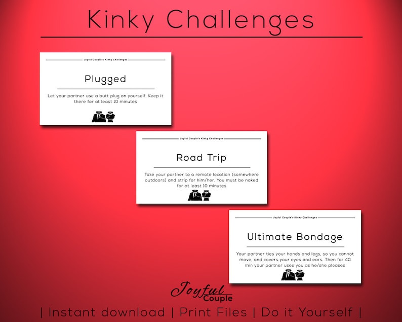 Sexy Valentine's Printable Gift for Couples, Him, Husband, Kinky Coupons, Sex Card Game, Instand Download Kinky Challenges, Last Minute image 2