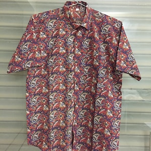 Mens Hand Block Printed Cotton Shirt: Indian Floral Print