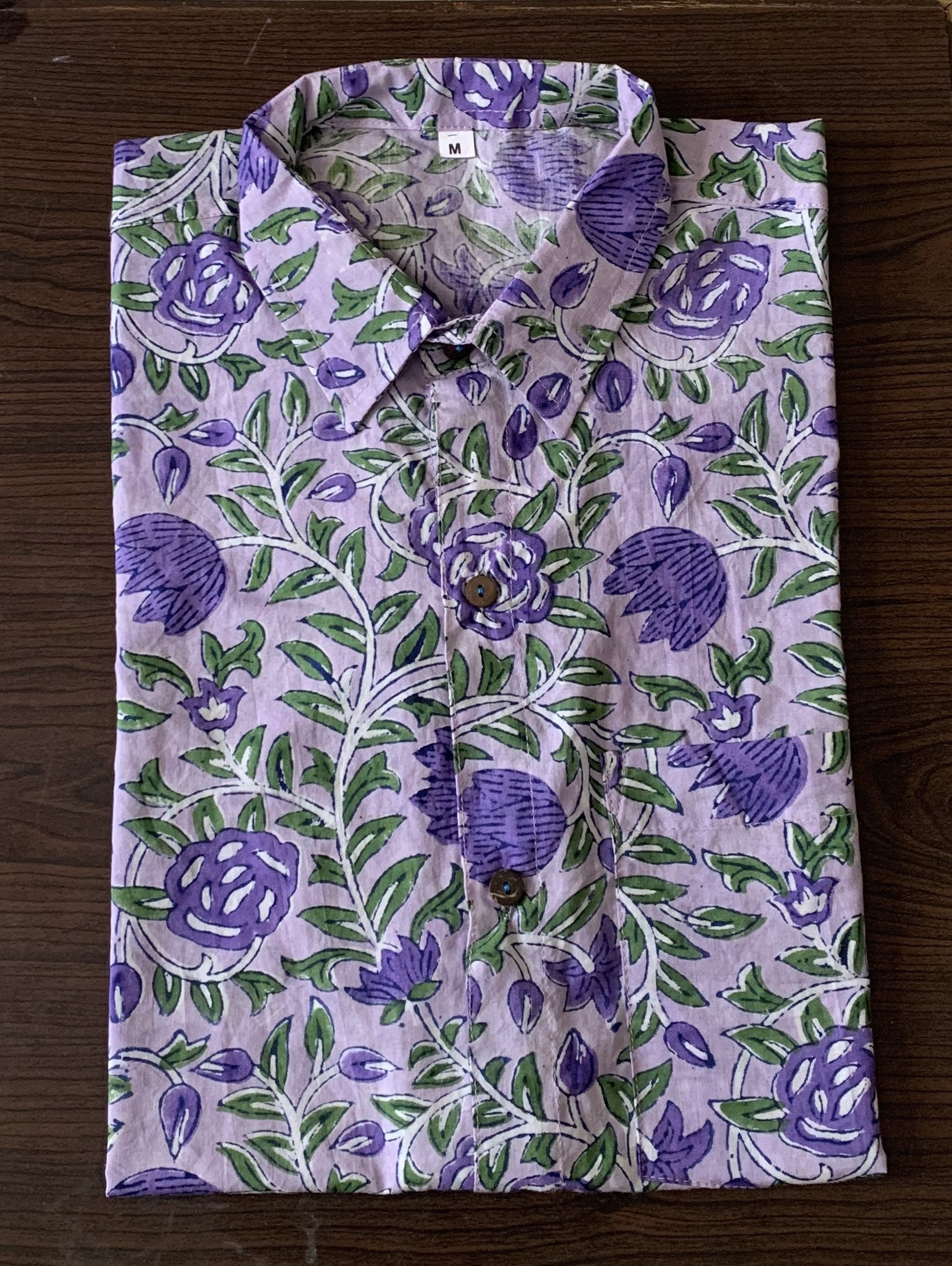 Block Print Cotton Shirts , Mens Summer Shirt , Hand Block Printed ...
