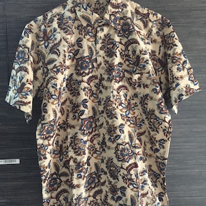 Hand Block Print Cotton Shirt: Mens Floral Summer Shirt