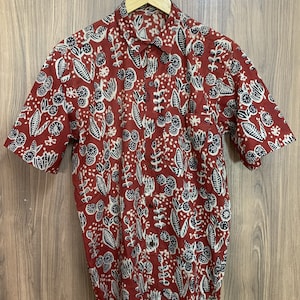 Mens Hand Block Printed Cotton Shirt: Indian Floral Print
