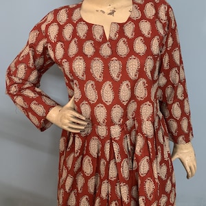 Katoenen maxi-jurk met handblokprint: handgemaakte boho-Indiase jurk