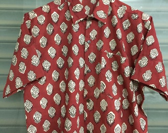 Mens Hand Block Printed Cotton Shirt: Indian Summer Style
