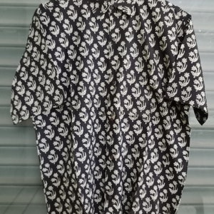 Mens Cotton Shirt: Indian Block Print, Short Sleeve Summer Shirt
