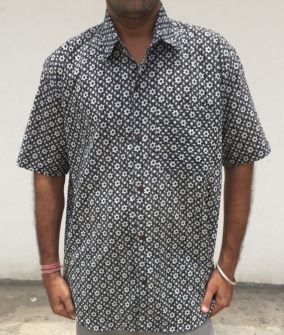 indian block print mens shirts