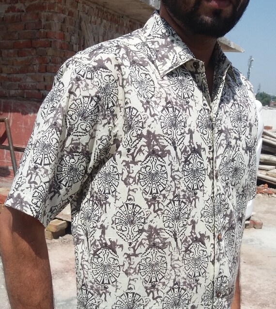 indian block print mens shirts