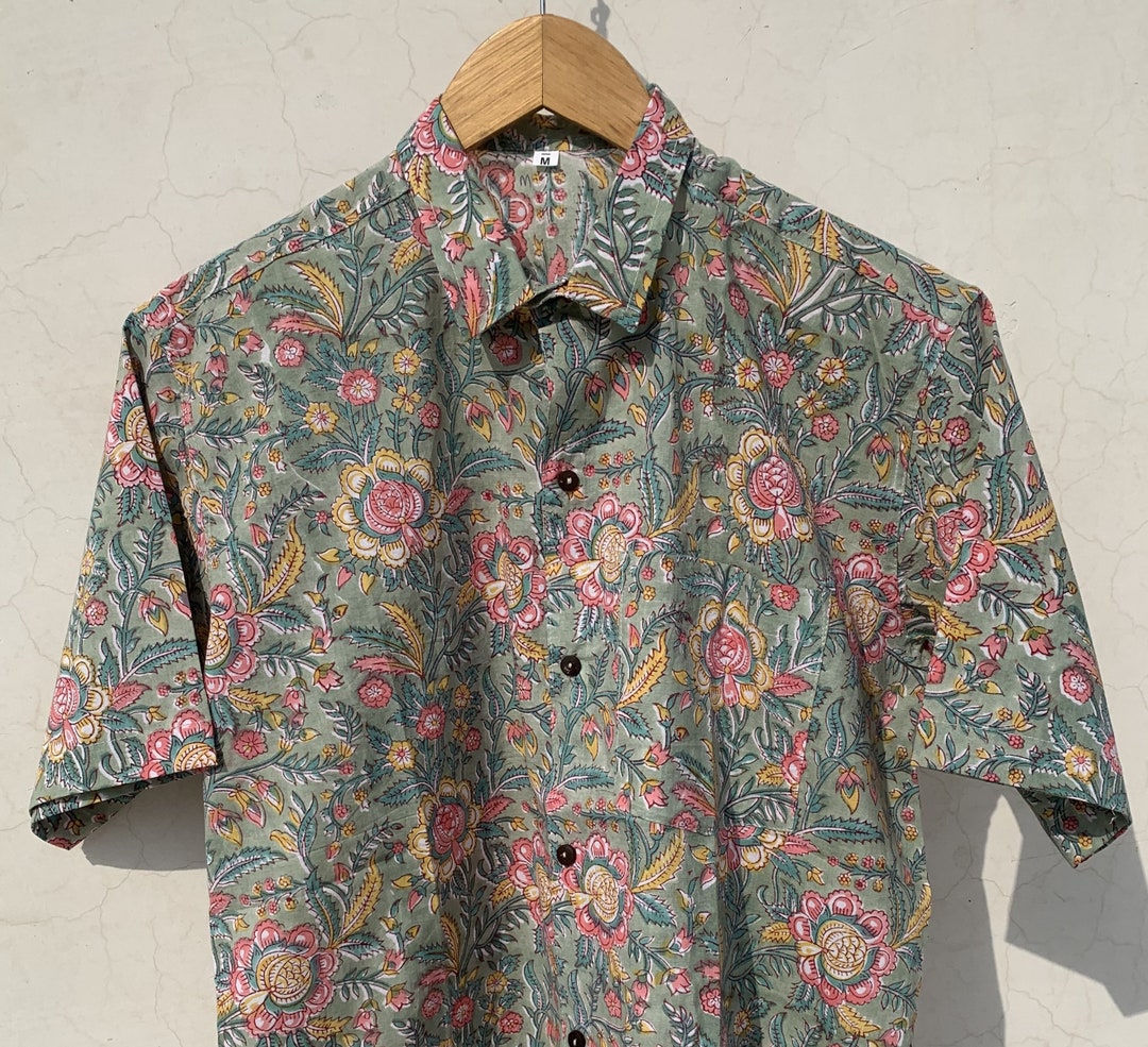 Block Print Cotton Shirts Mens Summer Shirt Hand Block Etsy