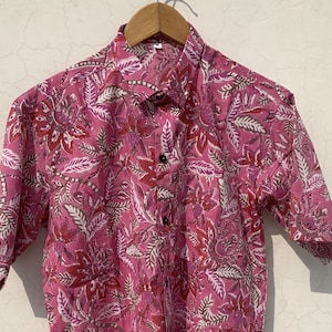 Block Print Cotton Shirts , Mens Summer Shirt , Hand Block Printed Shirt ,Cottan Printed Shirt , Short Sleeves Shirt , Block Print Shirts