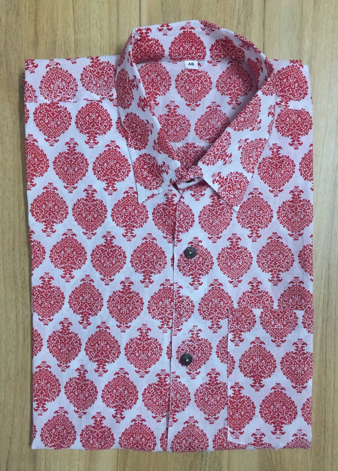 Mens Cotton Shirt Indian Hand Block Printed Shirt Cottan Etsy