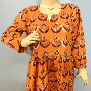Hand blok print katoenen jurk, vrouwen handgemaakte boho jurk, maxi jurk, lange katoenen jurk, zomer jurk voor vrouwen, Indiase jurk