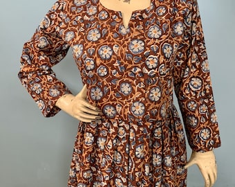 Hand Block Print Cotton Maxi Dress: Handmade Boho Style
