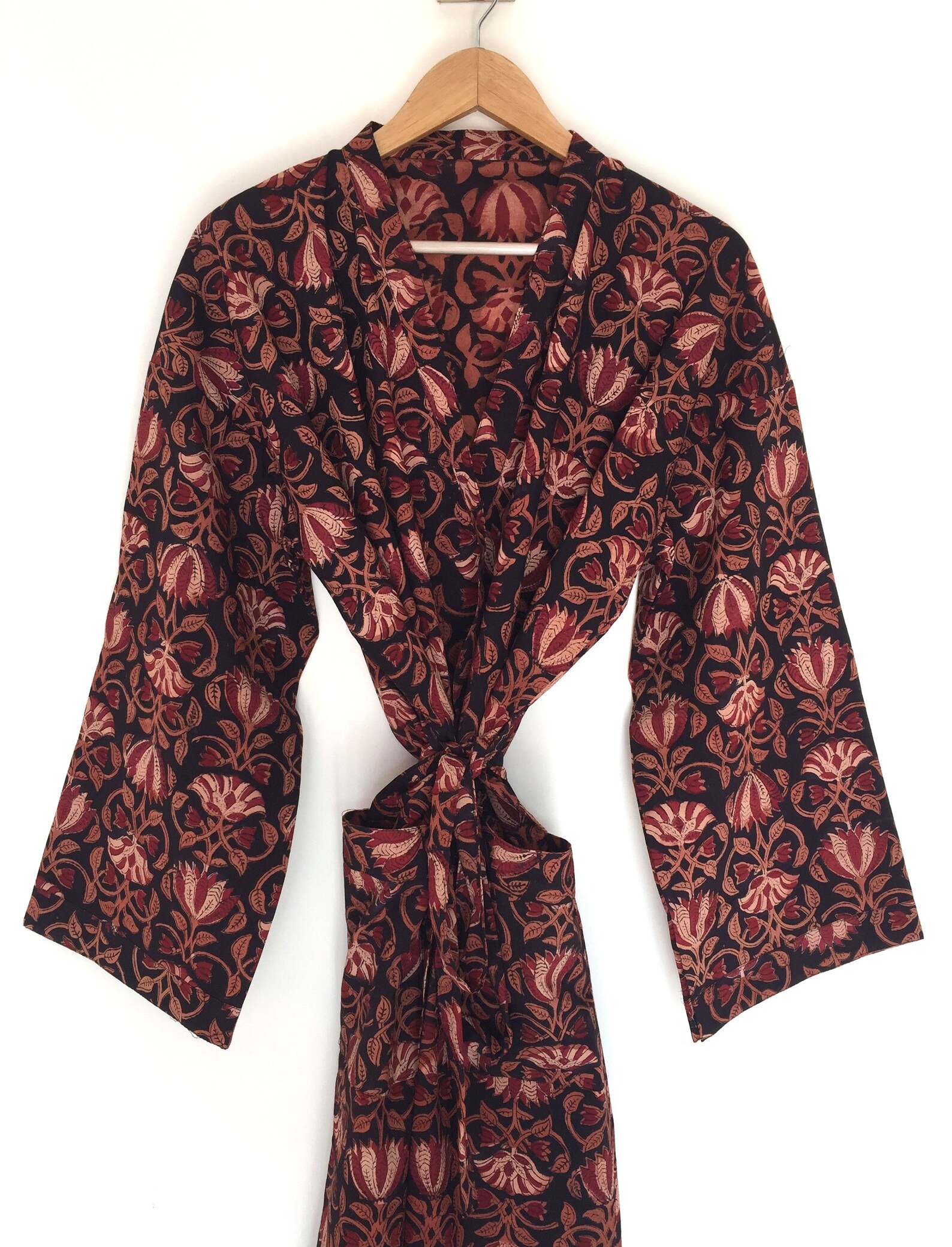 Indigo Kimono Beach Coverup Cotton Bathgown Kimono Robe Etsy