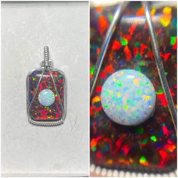 RESERVED Wire Wrapped Black Opal Pendant, Wire Wrapped Opal Pendant, Black Opal Wire Wrapped Pendant, Black Opal Wire Wrap Pendant, Heady Wi