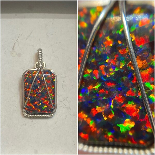 Wire Wrapped Black Opal Pendant, Wire Wrapped Opal Pendant, Black Opal Wire Wrapped Pendant, Black Opal Wire Wrap Pendant, Heady Wire Wrap