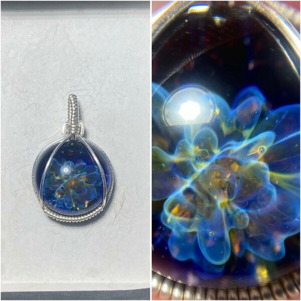 Wire Wrapped Glass Pendant, Blown Glass Pendant, Wire Wrapped Jewelry, Boro Glass Pendant, Heady Glass Pendant, Heady Wire Wrap