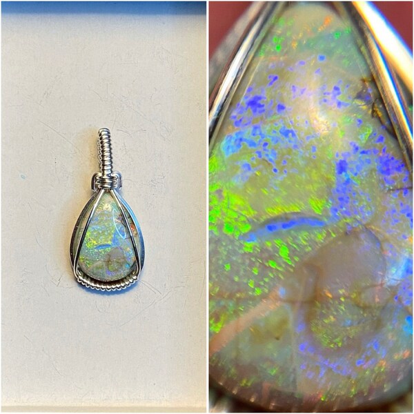 Wire Wrapped Monarch Opal Pendant, Sterling Opal Pendant, Opal Wire Wrapped Pendant, Opal Wire Wrap Pendant, Heady Wire Wrap Pendant