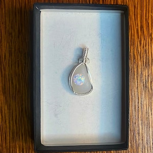 Wire Wrapped Opal Pendant, Glass Pendant, Heady Wire  Wrap, Opal Wire Wrapped Pendant, Wire Wrapped Opal Pendant